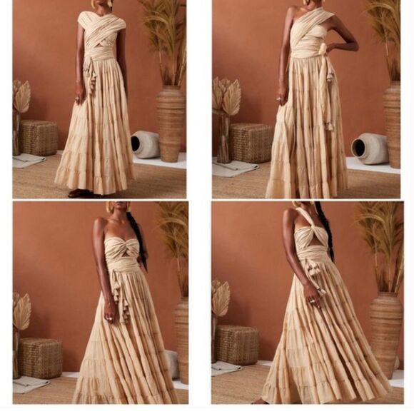 NWT 600.00 Erika Pena Womens Selma Convertible Wrap Cotton Boho Maxi Dress M/L - Picture 8 of 8